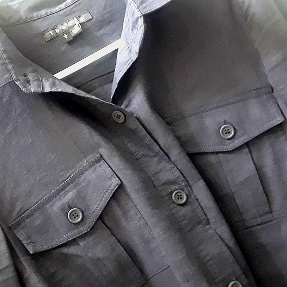 THEORY...LOREM SAFARI STYLE STRETCH LINEN JACKET..LARGE - Picture 2 of 7